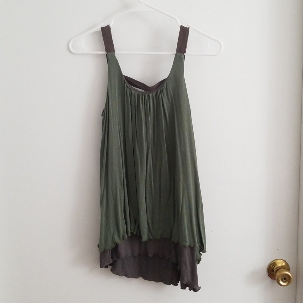 Anthropologie | Layered Green and Gray Tank.